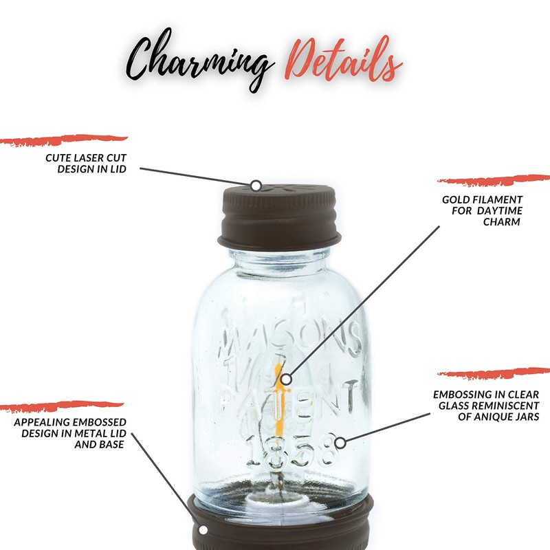 Rustic LED Mini Mason Jar Night Light in Bronze |