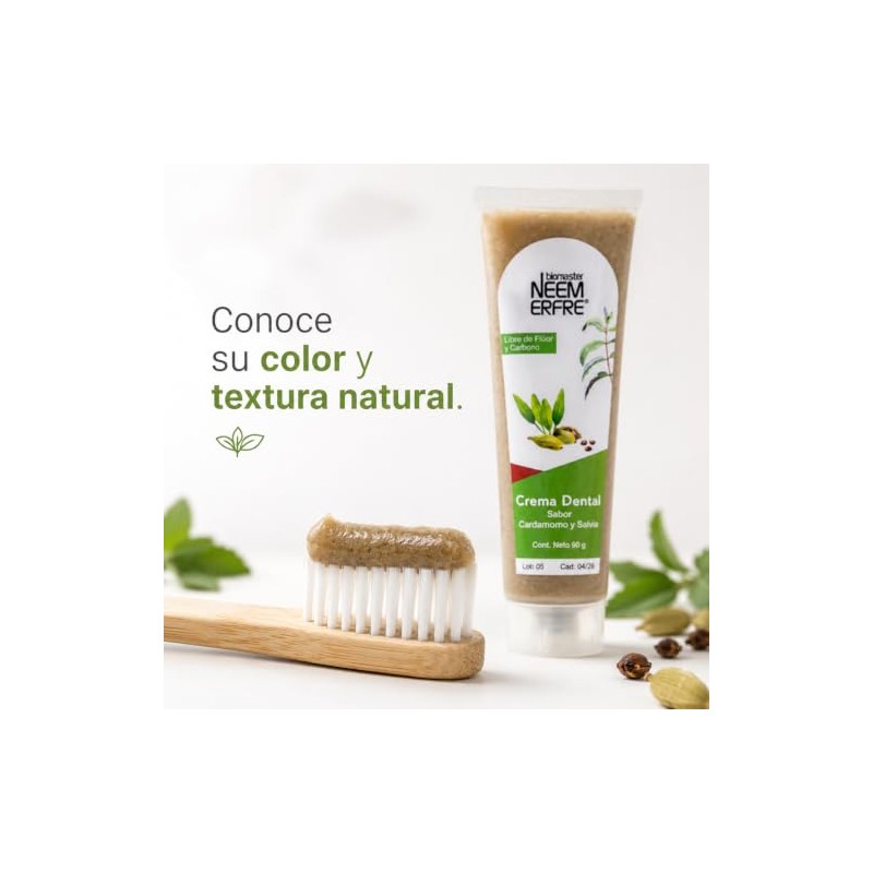 Crema Dental Natural Libre Fluor Artesanal Gluten Sulfatos Sls Parabenos