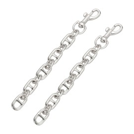 uxcell Purse Strap Extender, 2Pcs 17cm/6.7" Alloy Bag Short Chain Replacement for Women Clutch Handbag Shoulder Bag (Silver)