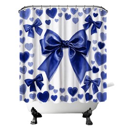 Conipit Bow Shower Curtains Romantic Bathroom Decor Navy Blue Bath Curtain 72"x72" with 12Pcs Hooks (Navy)