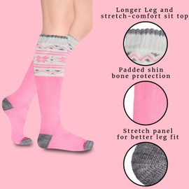 Sock Stack 3 Pairs Of Womens Chunky Wellington Socks Thermal Boot Ski Walking Welly Sock Size 4-7, Nordic Design