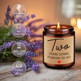 Fairy's Gift 2 Year Anniversary Candle Gifts for Him Her Boyfriend GF Wife Husband - Cotton 2nd Anniversary Couple Gifts Ideas - Two Year Wedding Anniv. Presents for Couples, Happy Second Anniv.