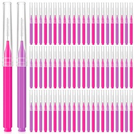 Lallisa 100 Micro Cepillos para Cejas Cepillo para Cejas Laminadas Cepillos de Cejas con Tapa Cepillo de Pestañas Peine Multifuncional Herramienta de Extensiones de Pestañas y Cejas (Rosa, Morado)