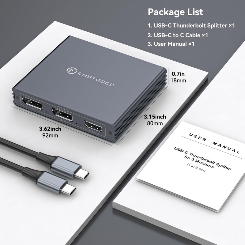 USB C to HDMI + 2 Displayport Adapter 3 Monitors