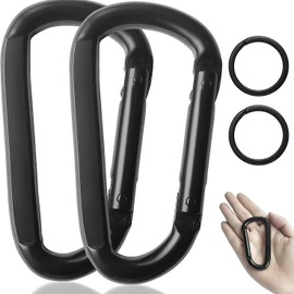 UWDXKCYX Heavy Duty D-Ring Carabiner Clip, 3 inch，Set of 2, Black, Spring-Loaded Design，D Shape Hook - Hammocks, Camping, Keychains, Caribiniers for Dog Leash, Yoga Swing, Gym etc