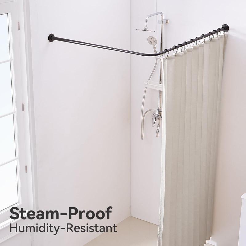 Crkmire L Shaped Corner Shower Curtain Rod, Adjustable [24.3" -
