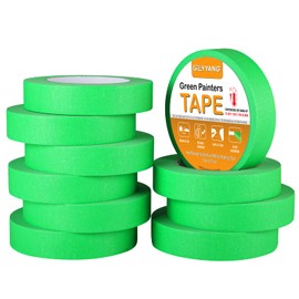 GEYYANG Automotive Masking Tape Bulk 10 Pack - 6.3mil Thick & 302°F Heat Resistant, Green Painters Tape for Cars, Trucks & Auto Body Spray Painting, No Residue, 1 inch x 55 Yards