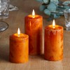 Lights4fun TruGlow® Set of 3 Real Wax Candles Orange with