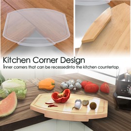 ZYWEICH Kitchen counter Bamboo Wood Corner Cutting Board, Space Saving Countertop Chopping Board with Juice Groove