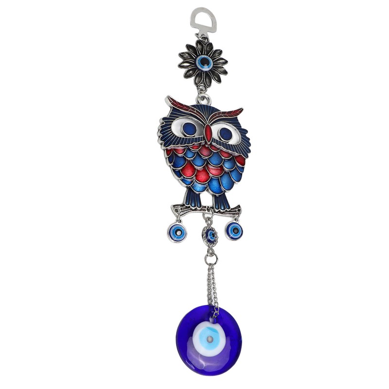 9.3in Blue Evil Eye Owl Pendant Decoration Protection Blessing Lightweight