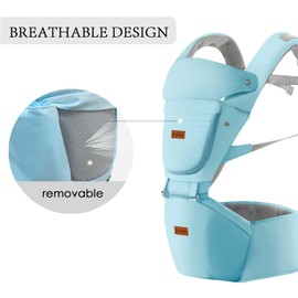 Baby Carrier with Hip Seat, Baby Carrier Newborn to Toddler, 6-in-1 Ways to Carry, All Seasons, Adjustable Baby Holder Carrier for Breastfeeding(Baby Blue)