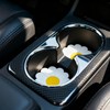 4-Pack 2.75“ White Flower Car Cup Coasters - Floral Silicone