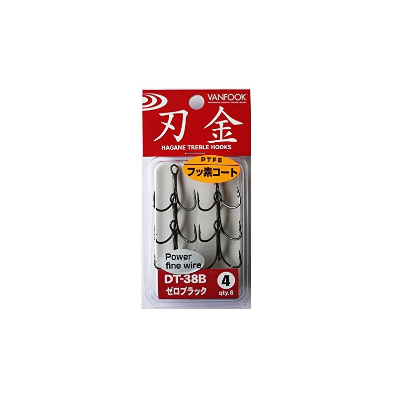 VANFOOK(ヴァンフック) ストロングファイントレブルフック DT-38B #4 フッ素ブラック