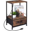 Unbranded Nightstand with Fabric Drawer & Charging Station End Table