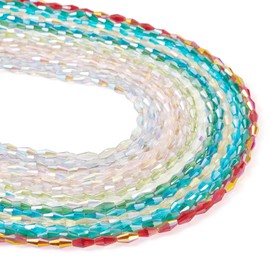 Beadthoven 924pcs Faceted Glass Long Bicone Beads 8x4mm Transparent AB Color Glass Crystal Beads Loose Spacers Bicone Gem Beads Strands for DIY Bracelet Necklace Earrings Jewelry Making Crafting