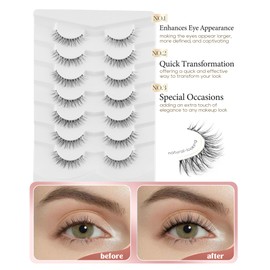 Onlyall Natural False Eyelashes Wispy Clear Band Fake Lashes H86