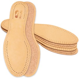 SULPO 3 Pairs of Insoles Made of Vegetable Tanned Leather - Insoles with Natural Cork Against Sweaty Feet for Men and Women Anti Sweat Odour Absorber Soles - Cork Insoles