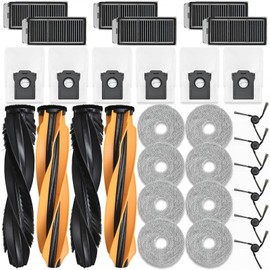 Accessories Replacement Parts Compatible with Dreame X50 Ultra Robot Vacuum Cleaner, 4 Rubber Main Brush, 6 Filters, 6 Dust Bags, 8 Mop Pads, 6 Side Brushes
