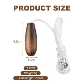 Neyeau 2PCS Vintage Bathroom Light Pull Cord Handle with 150CM Nylon Pull String,Light Pull Handle,Pull Cord Light Switch for Bathroom Classic Toilet Light Fan Switch(Nut Brown)