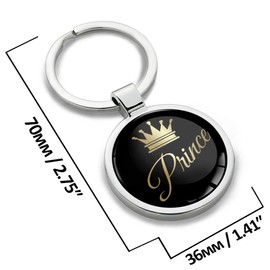 Biomar Labs® 2 Pieces 3D Metal Prince & Princess Emblem Keyring Key Ring Accessories Men Women Keychain Gift KK 250