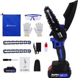 ZanGe Mini Chainsaw Cordless Electric Saw 21V 1500mAh Battery Powered 4inch Chain Saw, One-Handed Control Lightweight Handheld Portable Chainsaw with Safety Lock for Wood Branch Cutting Pruning