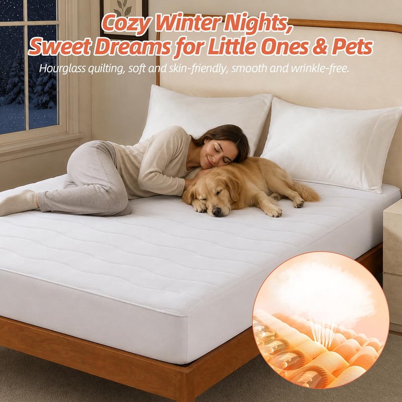 Heated Mattress Pad Queen, Cozy Bed Warmer with Preheat &