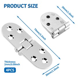 Auvotuis 4Pcs Heavy Duty Folding Table Hinges, Silver Sewing Machine Flip Top Hinge Zinc Alloy Butler Tray Hinge with Mounting Screws for Drop Front Desk Drawer, Doors (3.1 x 1.2inch)