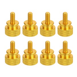sourcing map 8Pcs M4x0.7mm Aluminum Thumb Screws, 12x18mm(ODxH) Computer Case Thumb Screws for PC Side Panel Motherboard Mounting Screw, Gold