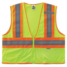 Ergodyne GloWear 8230Z ANSI Two-Tone High Visibility Lime Reflective Safety Vest, Small/Medium