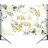 Pnylzzyxh 8x6ft Mr and Mrs Backdrop Gold Diamond Wedding Bridal