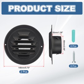 PATIKIL 3 Inch Round Air Vents, 4 Pcs Outlet Vents Cover Bulk Cover 304 Stainless Steel Louver Grille Cover Ducting Air Ventilation Wall Vent Cover for Ceiling Mount Bathroom Vent, Black