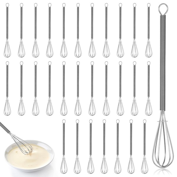 30 Pieces Stainless Steel Mini Whisk, 6 Inch Tiny Whisks,