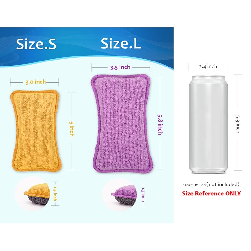 UPSTAR Kitchen Sponges for Dishes, Microfiber Cleaning Scrubber, Non-Scratch Scrubbies
