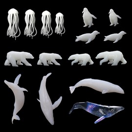 Woohome 12 PCSJewelry Making Supplies Resin Mould Filler, 3D Mini Jellyfish Bear Penguin Whale Resin Casting Moulds Fillers, 3D Resin Filler Art Craft Supplies Epoxy Moulds for Art Resin Crafts DIY