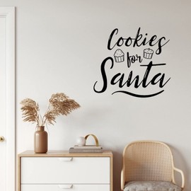 Cookies for Santa Vinyl Wall Art Decal, Fun Trendy Christmas Winter Season Quotes, Christmas Seasonal Holiday Sticker - Indoor Outdoor Home Wall Decor 18 Inch