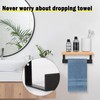 Winmien Hand Towel Holder/Towel Ring with Wooden Shelf, Premium Metal