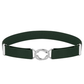 Buyless Fashion Kids Toddlers Baby Adjustable Elastic Stretch Belt with Silver Twisted Buckle, Hunter Green