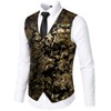 ZEROYAA Mens Hipster Gold Paisley Single Breasted Suit Dress Vest/Tuxedo