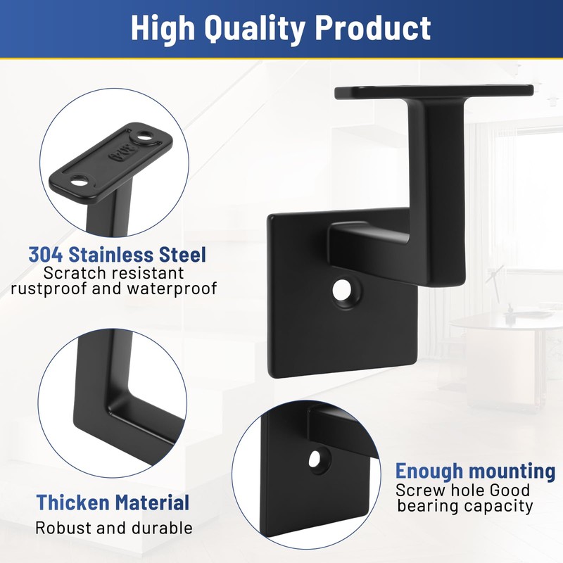 3TO Handrail Bracket- 5 Pack 304 Stainless Steel Handrail Brackets