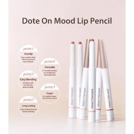 Heart Percent Dot On Mood Lip Pencil Dote On Mood Lip Pencil Lip Liner + Lip Base + Shedding + Teak Multi 4 in 1 Lip Pencil Mouth Corner Liner (01. Peach Beige | PEACH BEIGE)