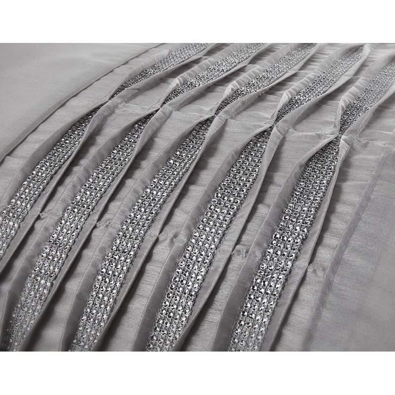 Rapport Home Luxury Silver Grey Single Duvet Diamante Detail Bed
