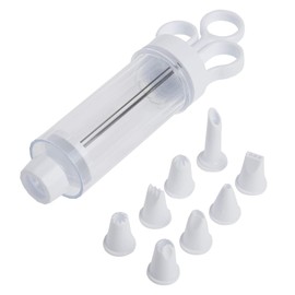 Cupcake Injector/Decorating Icing Set, 9-Piece Set, Stainless Steel Laminating gunCookie gunSqueeze cookie makerCream laminating gunLaminating nozzleSoluble beansBaking tools (White 9pcs)