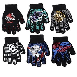 Gilbins Magic-Stretch Gripper Glove, Kids Size, Colorful Set, 6 Pair