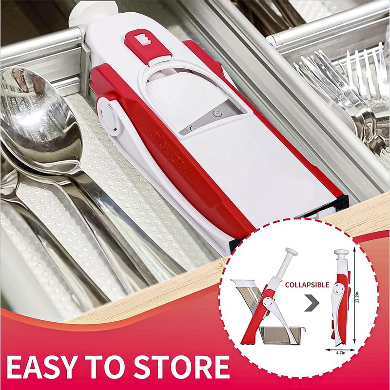 AEX Foldable Mandoline Slicer Adjustable Vegetable Chopper with Safety Lock,