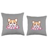 Funny Japanese Corgi Snake Kawaii Art Throw Pillow