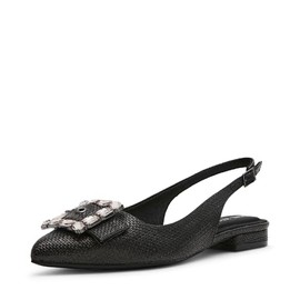 Anne Klein Women's Ballet Flat Kenni, Black Raffia, 7