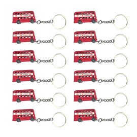 LILAJ London Souvenir Keychains, British Icon - Double-Decker Bus, 3D Replicas, Ideal for Keys & Bags, Home Decor Gift, Cute Keyring Ornament, Set of 12