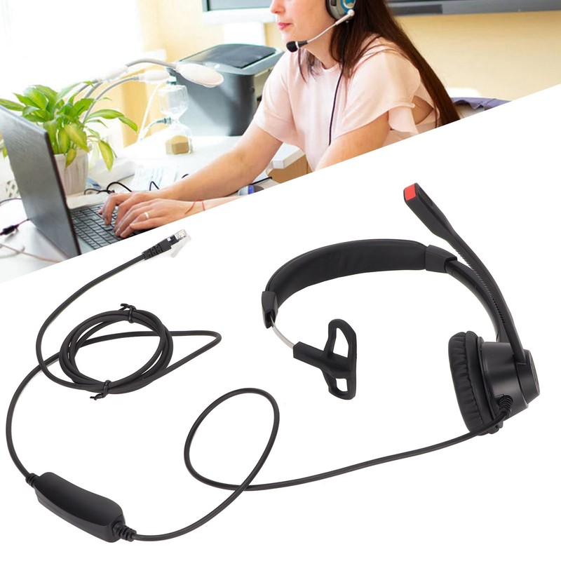 Telephone Headset Speaker Volume Adjustment Microphone Mute Monaural RJ9 Business