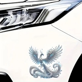 White Phoenix Bird PVC Vinyl Car Decals Stickers Waterproof Self-Adhesive Decals for Cars, Laptops, Trucks, Motorcycles Wall Window Luggage Scratch Cover Door Decor Sticker