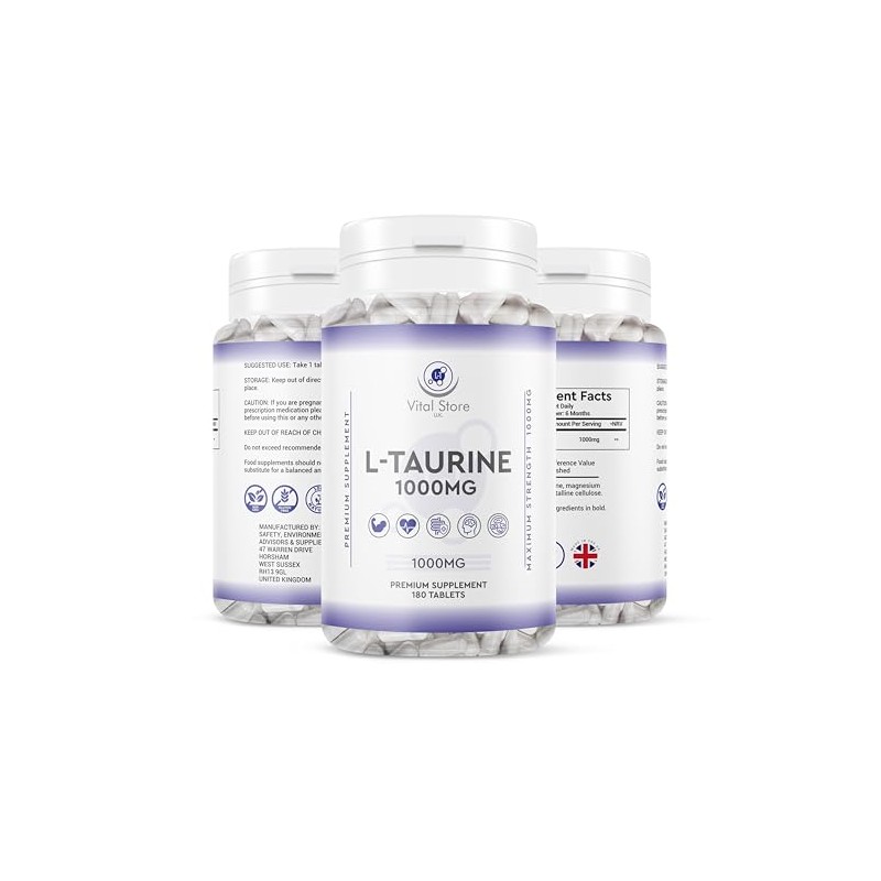 L-Taurine 1000mg Vegan Tablets - 6 Months Supply - Vegan